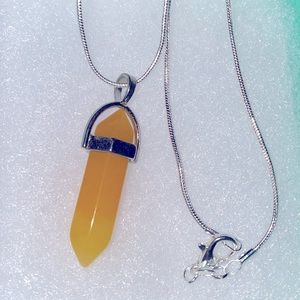 Boho Yellow Quartz Silver 24” Neckl…
